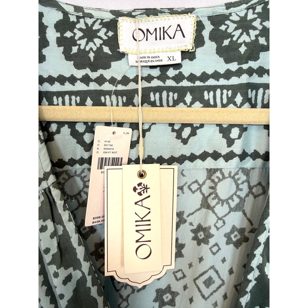 NWT Anthropologie Omika Wrap Maxi Dress, Aqua Green Motif XL - Picture 5 of 7